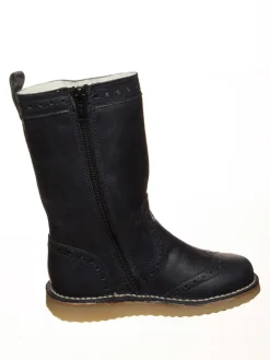 Leder-Winterstiefel in Dunkelblau