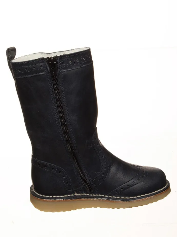 Leder-Winterstiefel in Dunkelblau