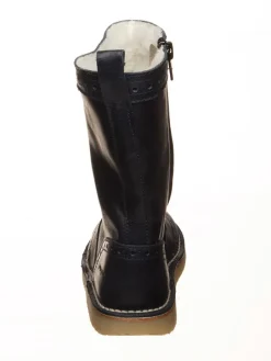 Leder-Winterstiefel in Dunkelblau