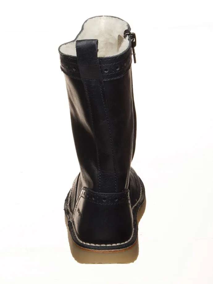 Leder-Winterstiefel in Dunkelblau