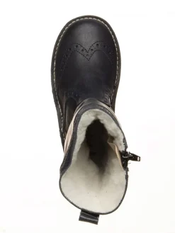 Leder-Winterstiefel in Dunkelblau