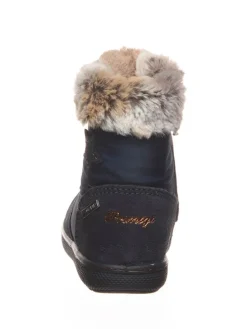 Leder-Winterstiefel in Dunkelblau