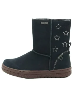 Leder-Winterstiefel in Dunkelblau