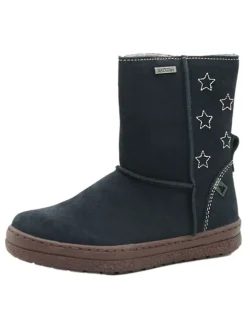 Leder-Winterstiefel in Dunkelblau