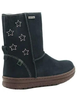 Leder-Winterstiefel in Dunkelblau