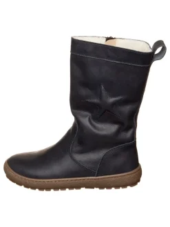 Leder-Winterstiefel in Dunkelblau