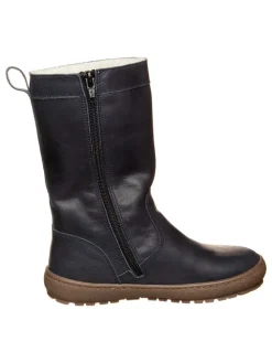 Leder-Winterstiefel in Dunkelblau