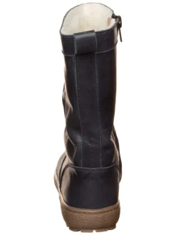 Leder-Winterstiefel in Dunkelblau