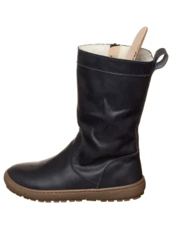 Leder-Winterstiefel in Dunkelblau