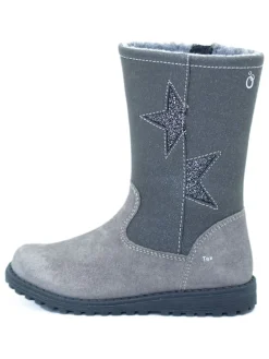 Leder-Winterstiefel in Grau