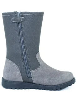 Leder-Winterstiefel in Grau