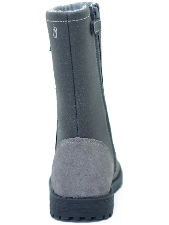 Leder-Winterstiefel in Grau