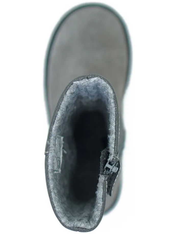 Leder-Winterstiefel in Grau