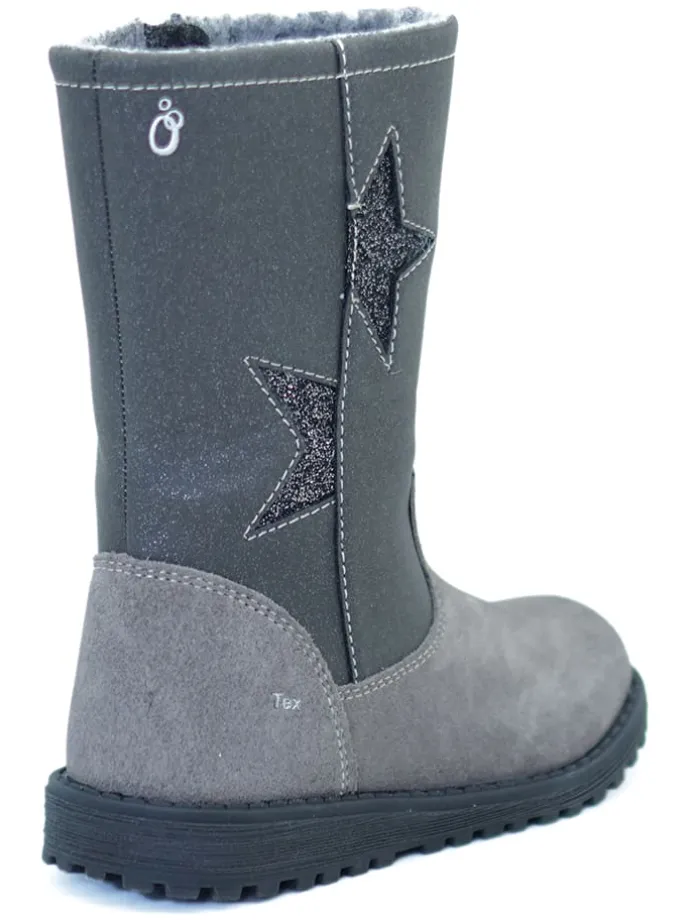 Leder-Winterstiefel in Grau
