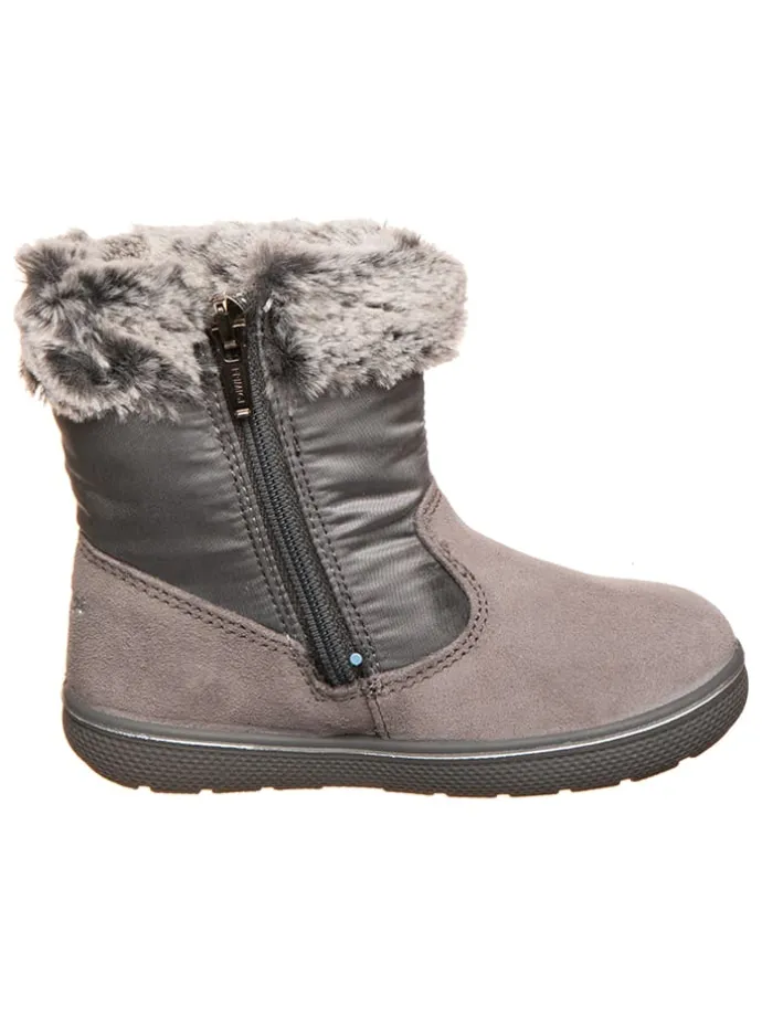 Leder-Winterstiefel in Grau