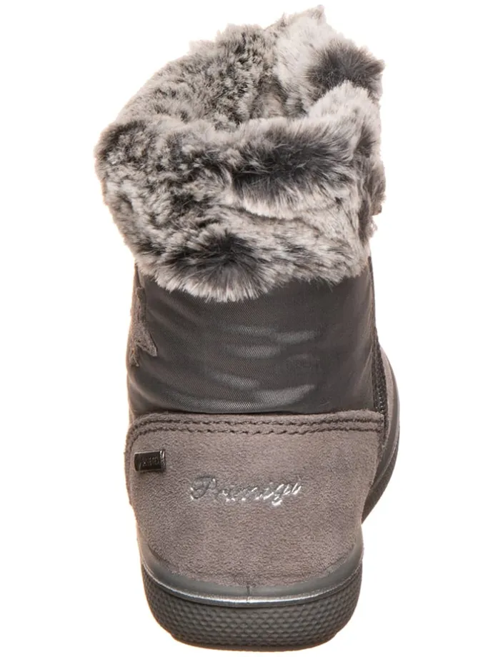 Leder-Winterstiefel in Grau
