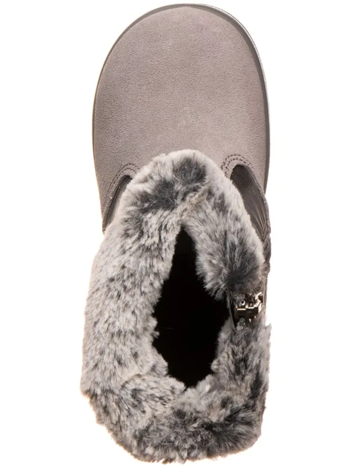 Leder-Winterstiefel in Grau