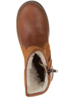 Leder-Winterstiefel in Hellbraun