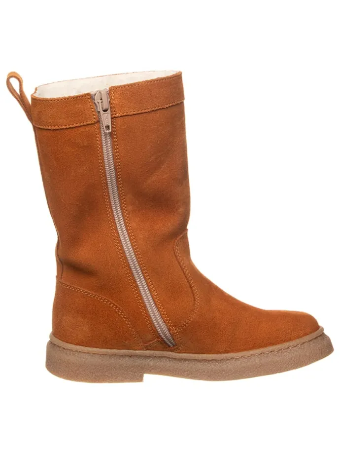 Leder-Winterstiefel in Hellbraun