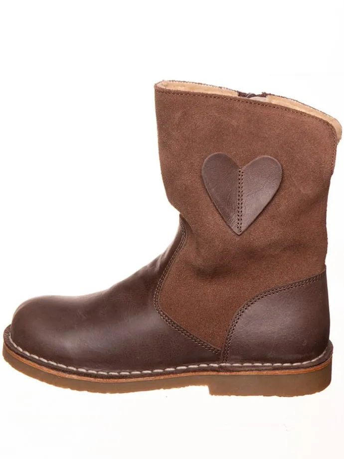 Leder-Winterstiefel in Hellbraun