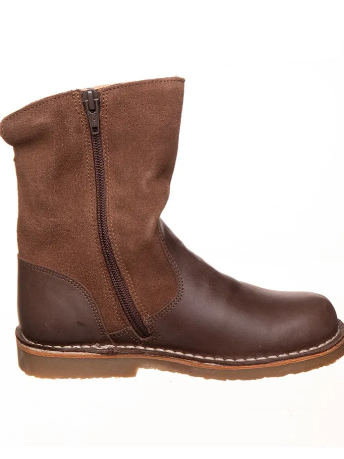 Leder-Winterstiefel in Hellbraun