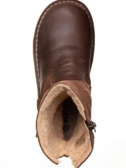 Leder-Winterstiefel in Hellbraun