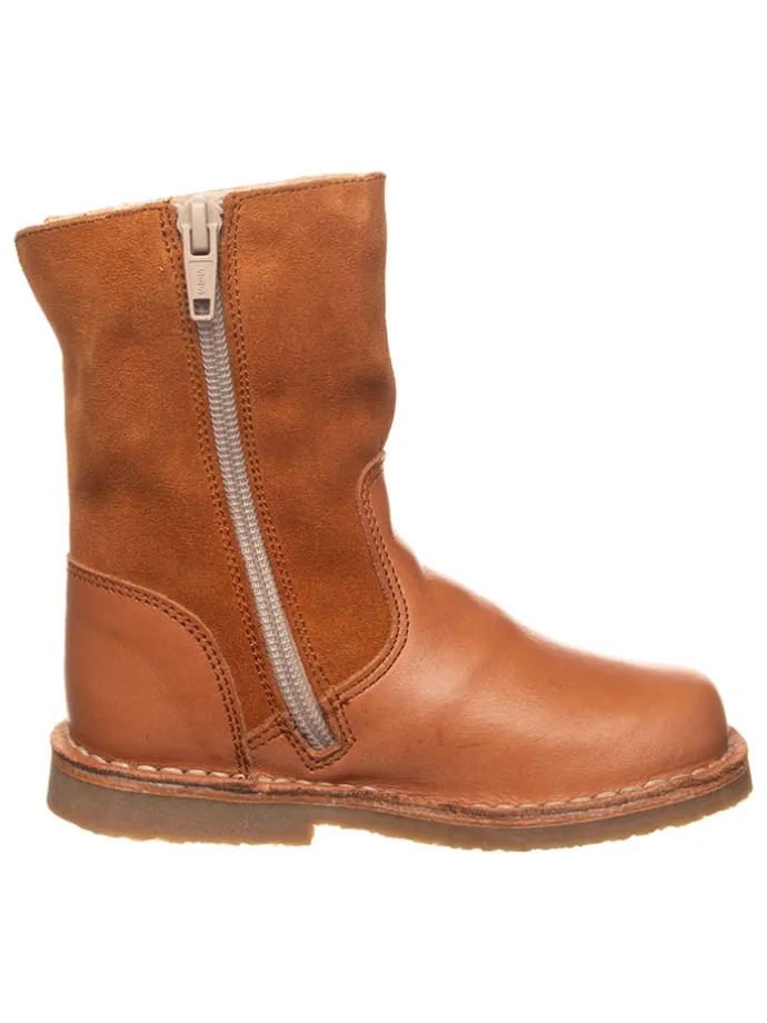 Leder-Winterstiefel in Hellbraun