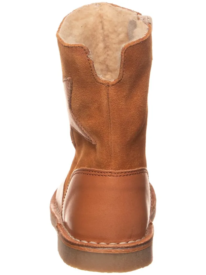 Leder-Winterstiefel in Hellbraun
