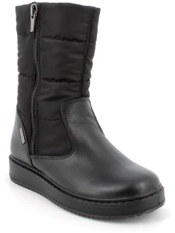 Leder-Winterstiefel in Schwarz