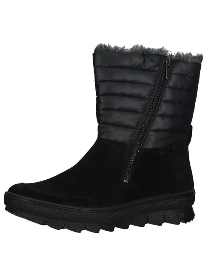 Leder-Winterstiefel in Schwarz