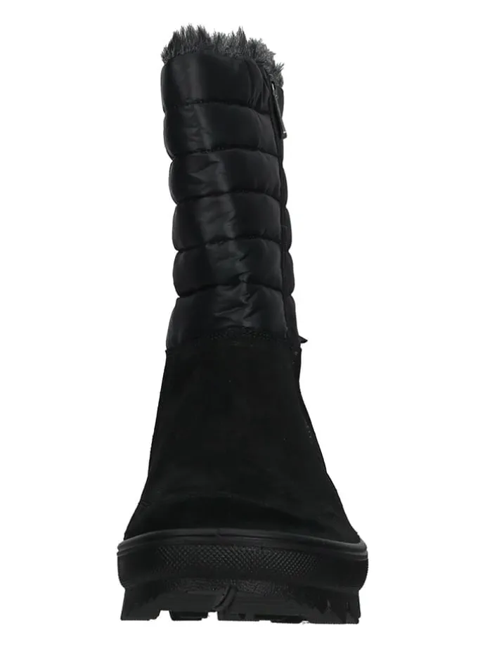 Leder-Winterstiefel in Schwarz