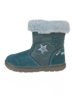 Leder-Winterstiefel in Türkis