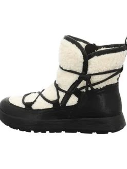 Leder-Winterstiefel in Weiß/ Schwarz