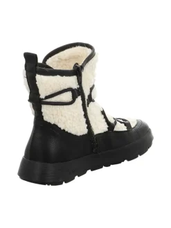 Leder-Winterstiefel in Weiß/ Schwarz