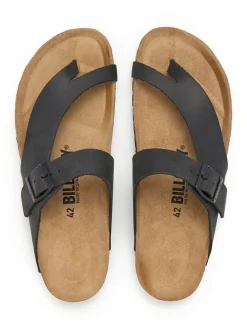 Leder-Zehentrenner in Schwarz