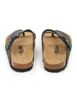 Leder-Zehentrenner in Schwarz