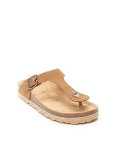 Leder-Zehentrenner "Blanca" in Hellbraun