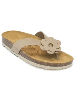 Leder-Zehentrenner in Beige