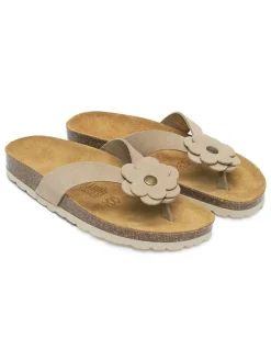 Leder-Zehentrenner in Beige