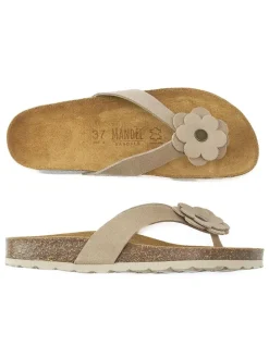 Leder-Zehentrenner in Beige