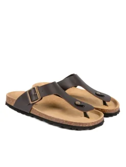 Leder-Zehentrenner in Braun