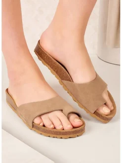 Leder-Zehentrenner in Braun