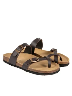 Leder-Zehentrenner in Braun