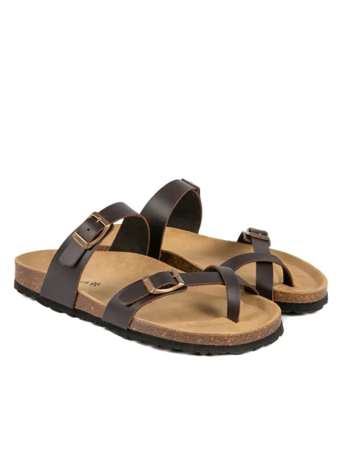 Leder-Zehentrenner in Braun