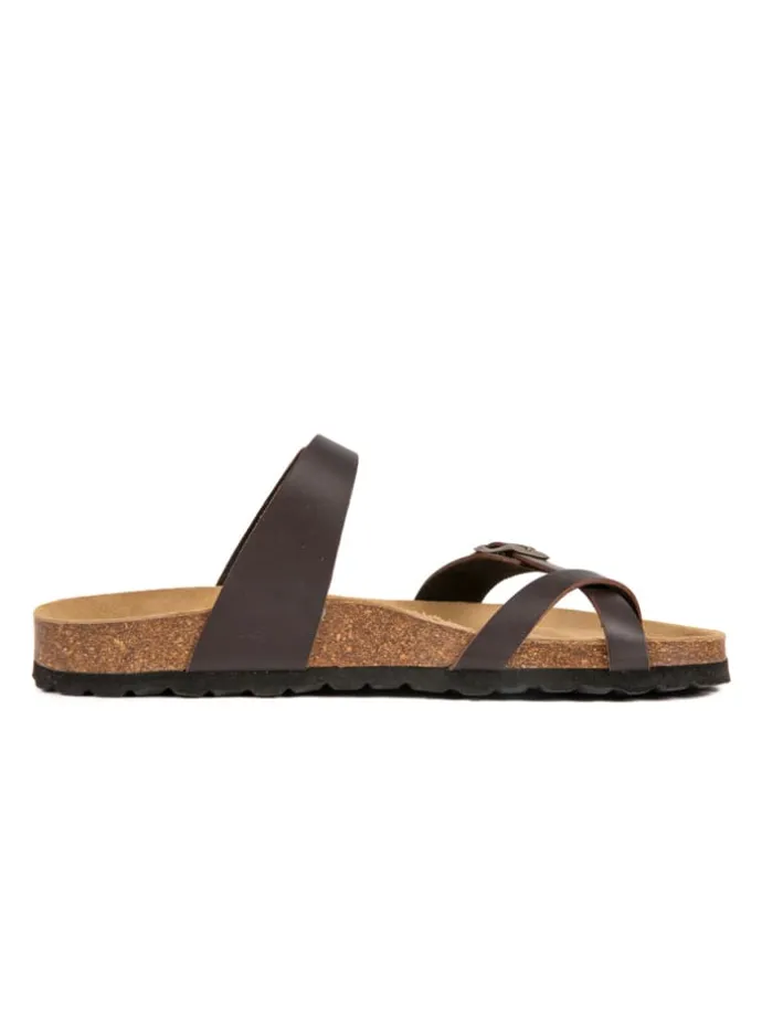 Leder-Zehentrenner in Braun