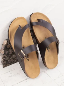 Leder-Zehentrenner in Braun