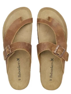 Leder-Zehentrenner in Braun