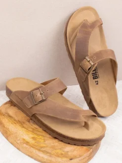 Leder-Zehentrenner in Braun