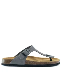 Leder-Zehentrenner in Grau