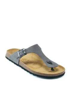 Leder-Zehentrenner in Grau